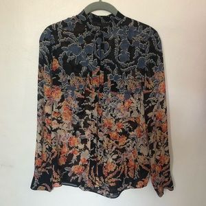BCBG Maxazria button silk blouse